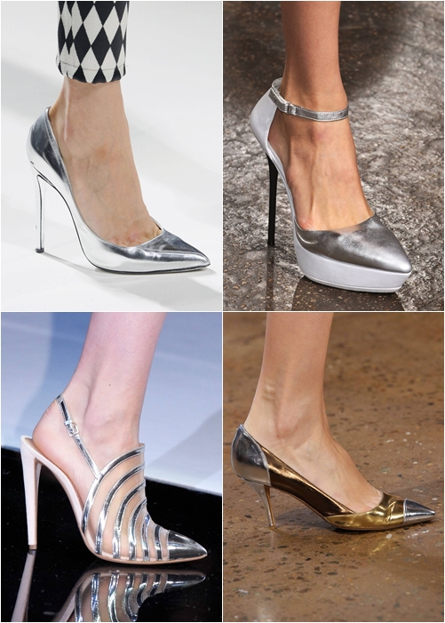 обувь весна-лето 2013: серебристый металлик туфли