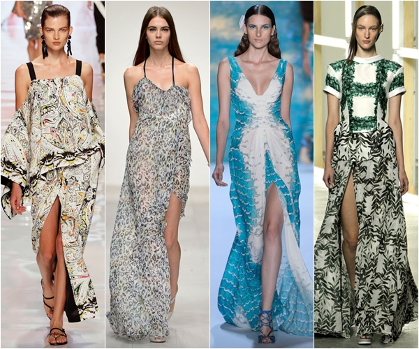Весна-лето 2013 модные тенденции длинные платья и юбки с разрезами