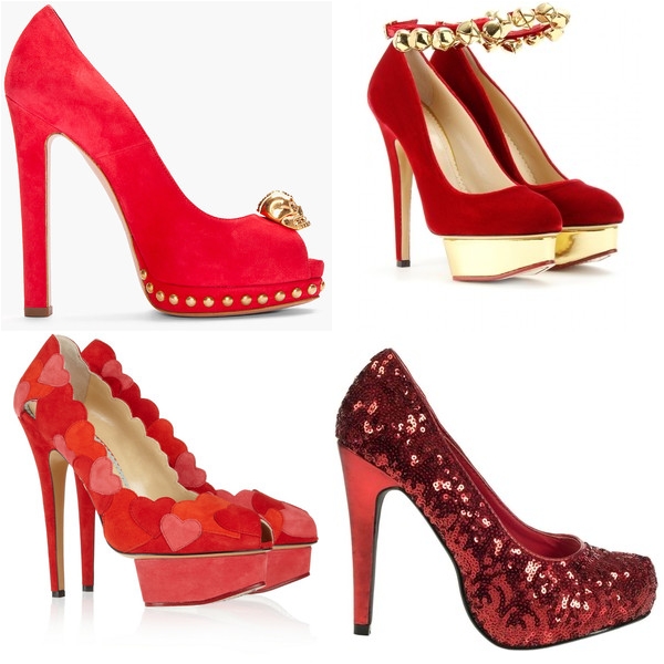 красные туфли 2013 украшенные декорированные