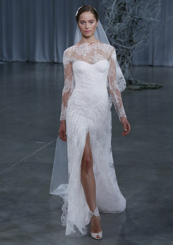 свадебное платья с длинным рукавом 2013 monique lhullier
