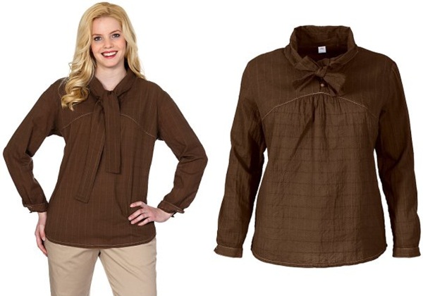 элегантная коричневая шоколадная блузка для полных в интернет-магазине