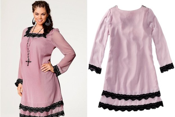 короткое широкое платье для полных розового цвета