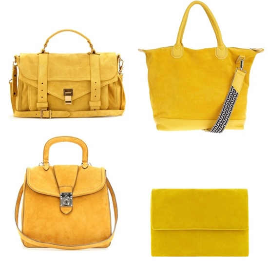 Желтая сумка: стили, виды, как и с чем носить - Замшевые желтые сумки