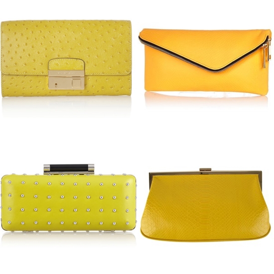 Желтая сумка: стили, виды, как и с чем носить - Желтые клатчи