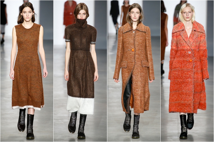 коричневые платья и пальто коллекция calvin klein collection осень-зима 2014-2015