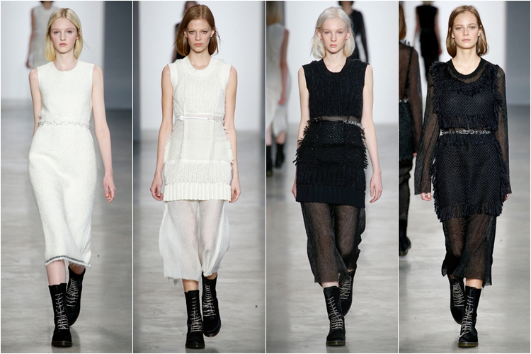 белые и черные платья коллекция calvin klein collection осень-зима 2014-2015
