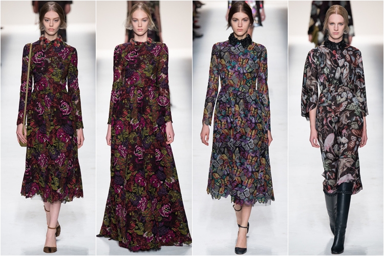 цветочные платья коллекция Valentino осень-зима 2014-2015
