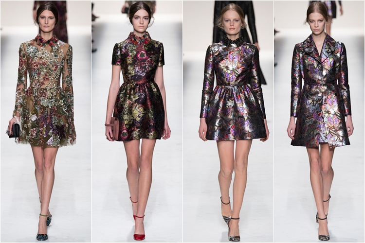 короткие блестящие ретро платья коллекция Valentino осень-зима 2014-2015