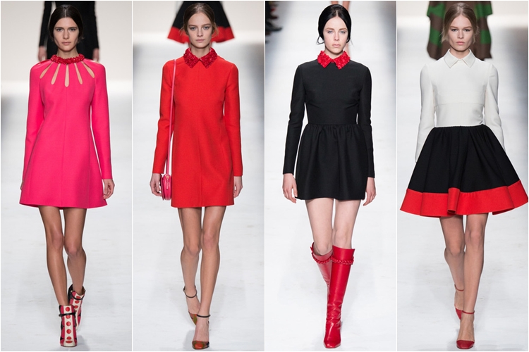 фуксия и черные платья и юбки коллекция Valentino осень-зима 2014-2015