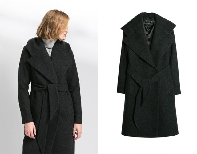 черное пальто Mango осень-зима 2014-2015 