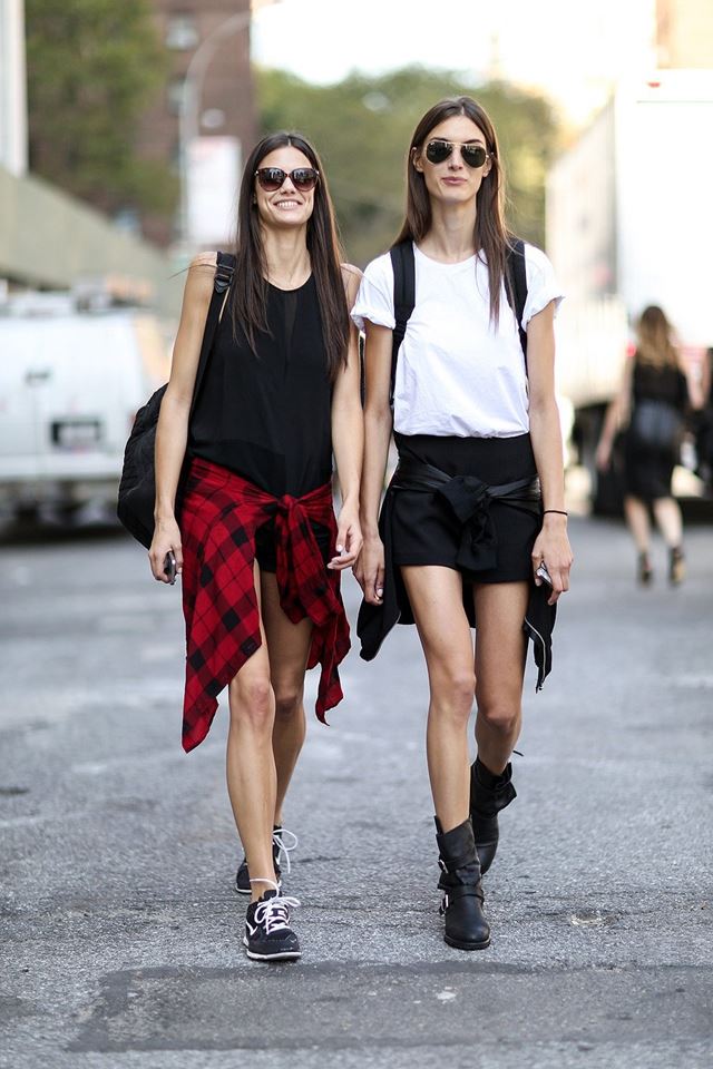 стиль casual с топом и шортами, уличная мода Нью-Йорка 2014-2015 
