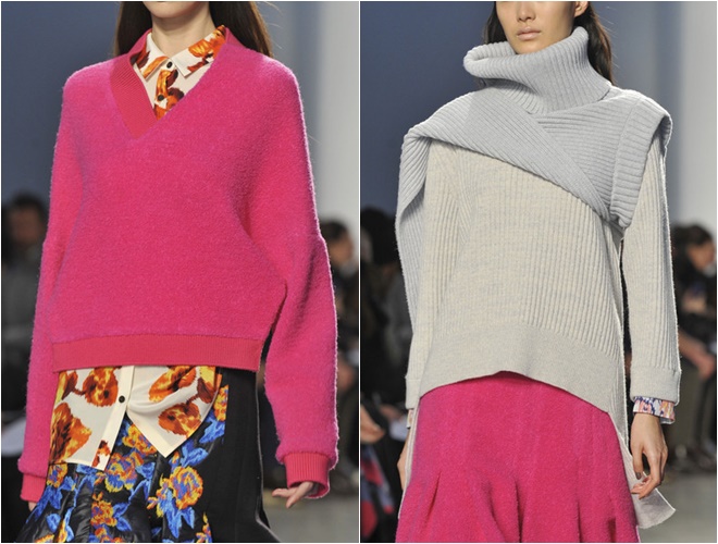 женские трикотажные свитера осень-зима 2014-2015 (розовый и серый с горлом)