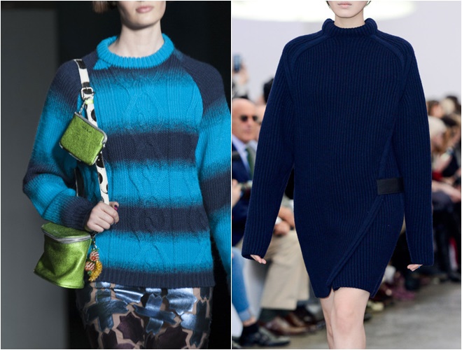 женские трикотажные свитера осень-зима 2014-2015 (синие)