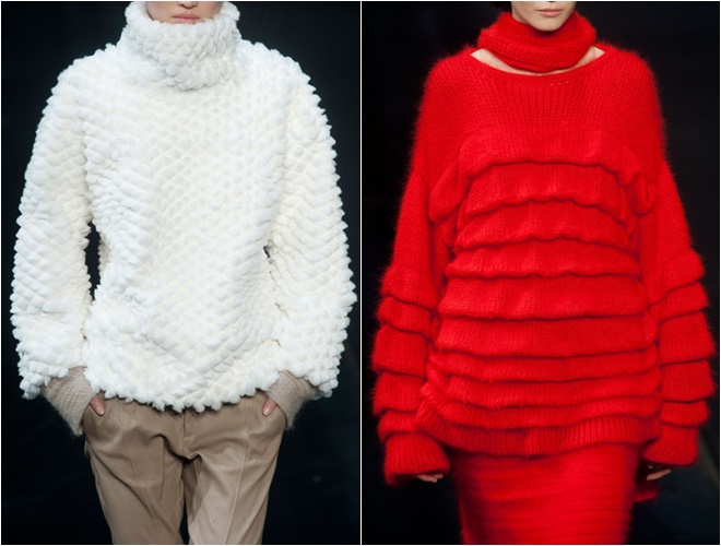 женские трикотажные свитера осень-зима 2014-2015 (белый и красный, тяжелая вязка)