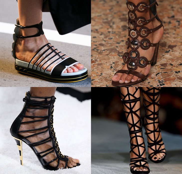 Обувь с тонкими ремешками и шнуровкой весна-лето 2015