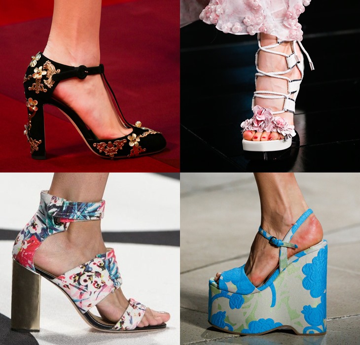 Обувь с цветочными принтами и аппликациями весна-лето 2015