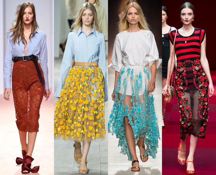Прозрачные юбки весна-лето 2015