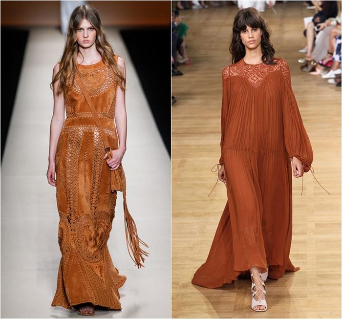 длинные темно-оранжевые платья весна-лето 2015