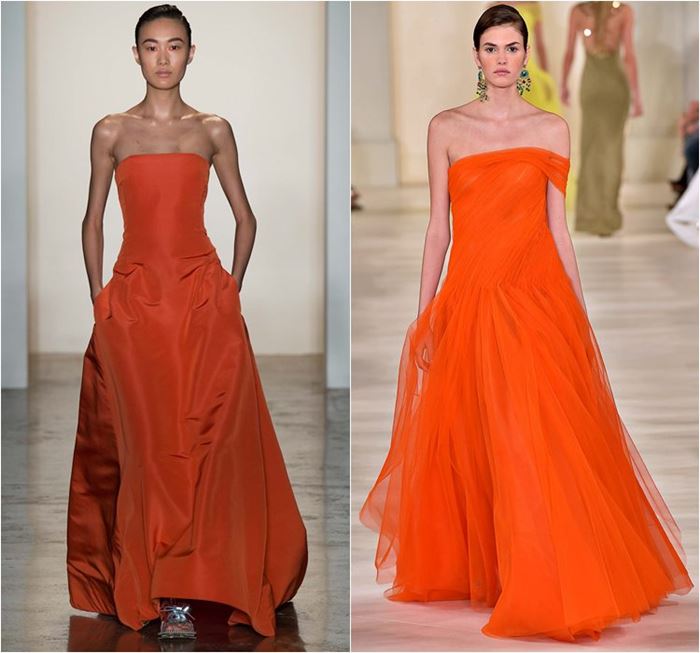 длинные вечерние оранжевые платья весна-лето 2015 