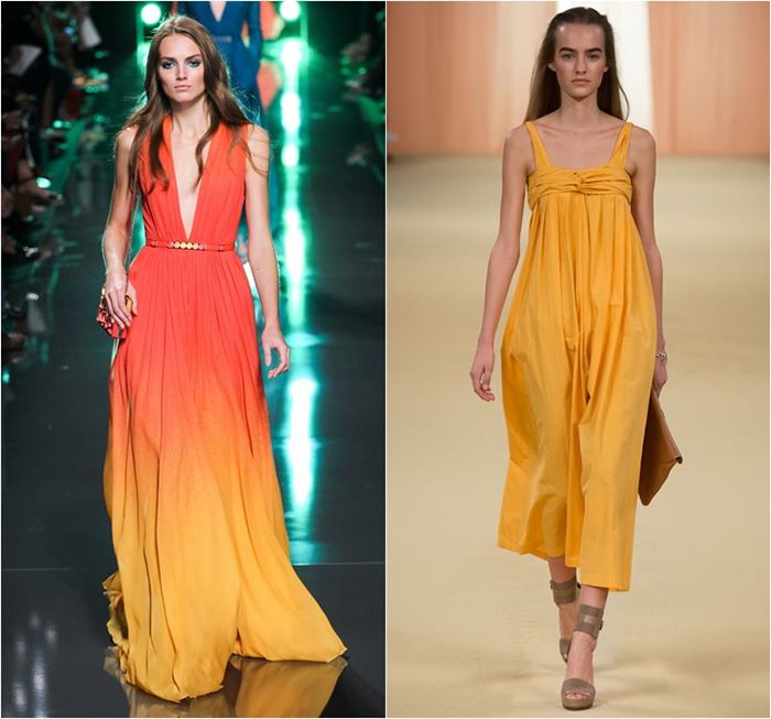 летние оранжевые платья весна-лето 2015 