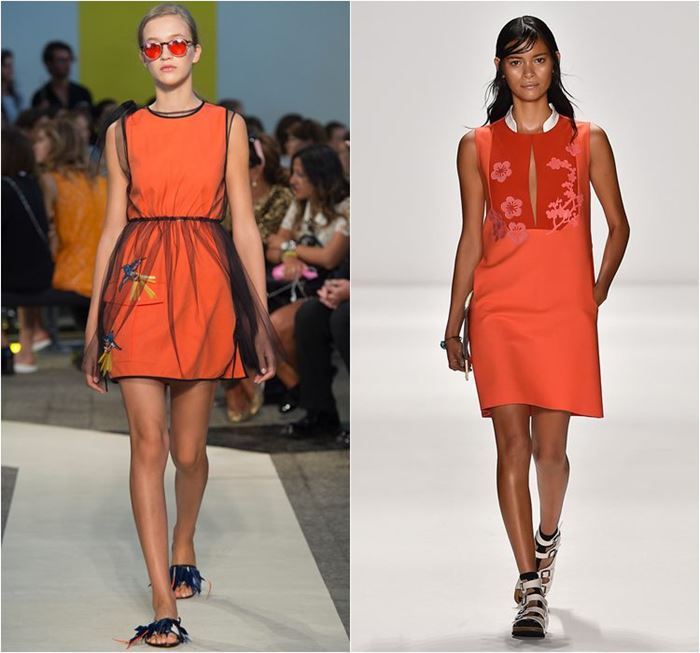 яркие короткие оранжевые платья весна-лето 2015 