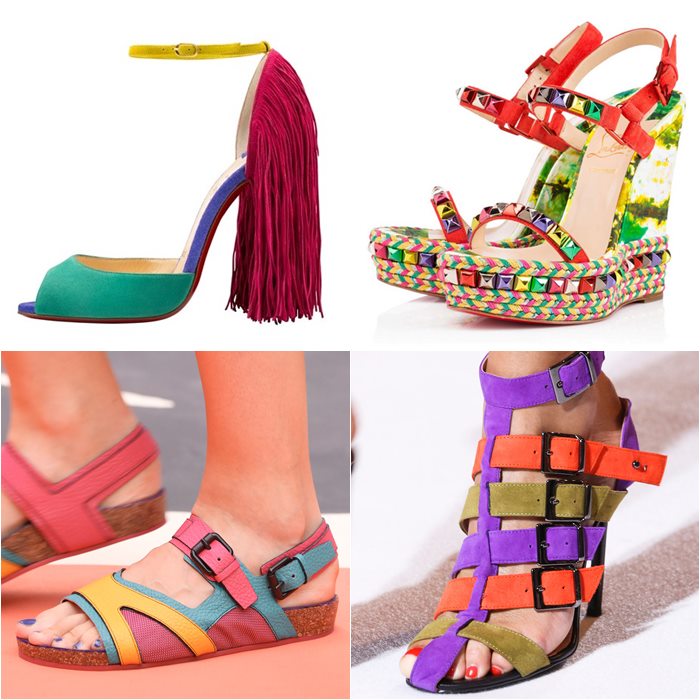 яркие разноцветные туфли весна лето 2015