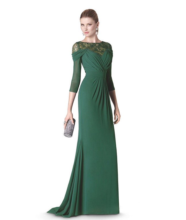 облегающее длинное зеленое платье на выпускной 2015 