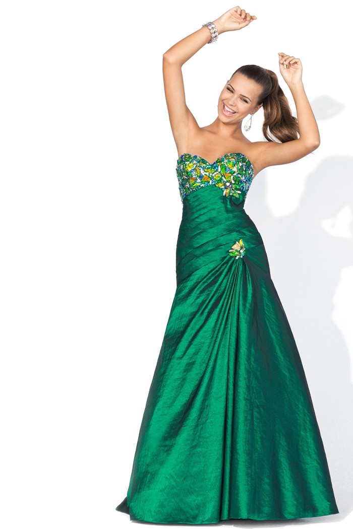 зеленое платье бюстье на выпускной 2015