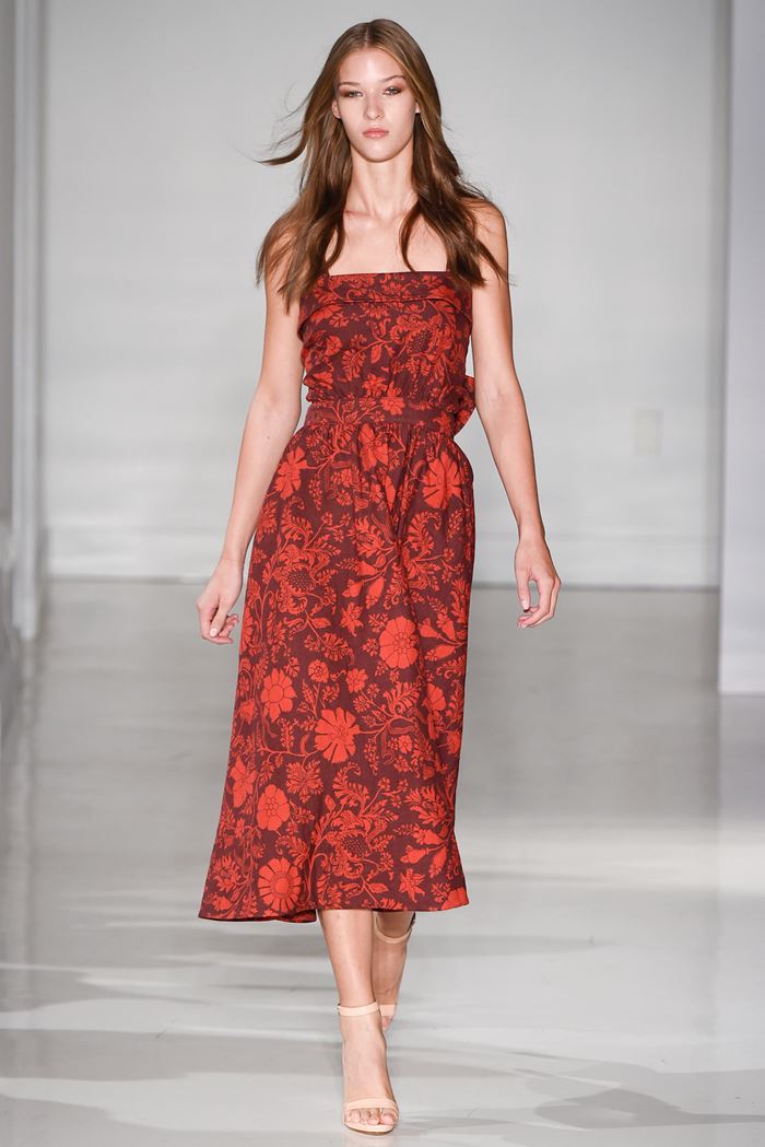 Jill Stuart красное платье миди с цветочным рисунком весна-лето 2015