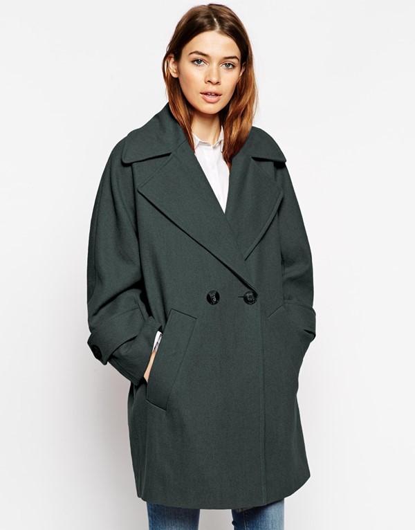 Asos темно-зеленое  пальто-бушлат 2015