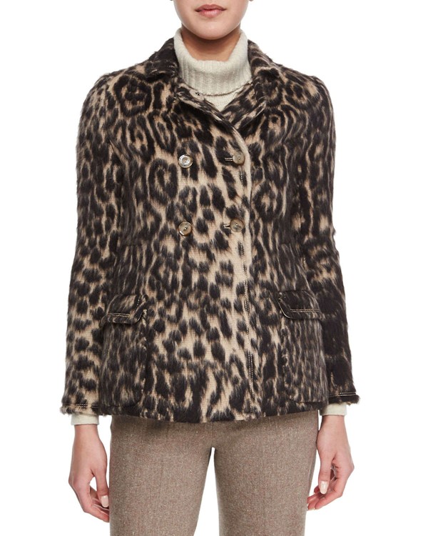Carolina Herrera леопардовое пальто-бушлат 2015