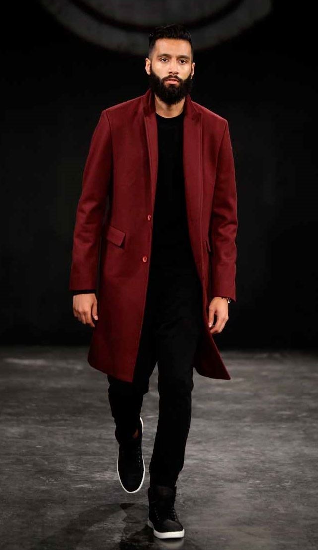 Grungy Gentleman классическое бордовое мужское пальто весна-лето 2015