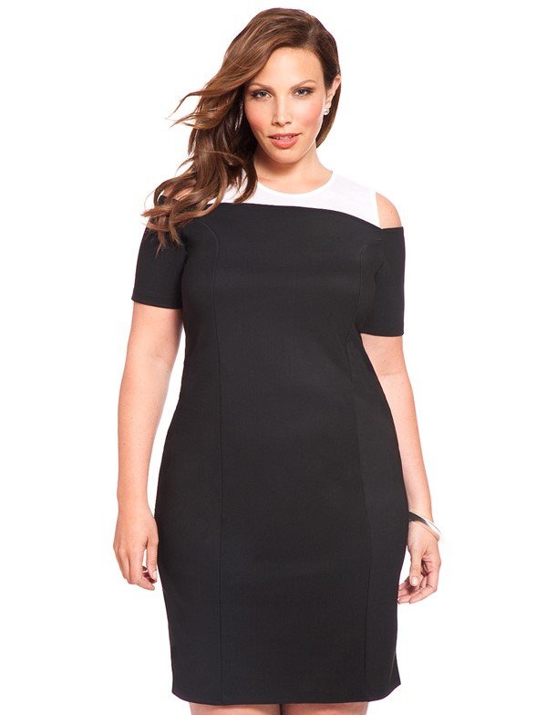 облегающее черное короткое коктейльное платье для полных 2015 