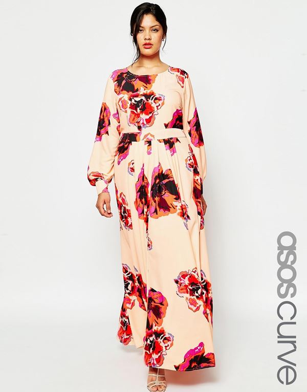 длинное цветочное платье для полных женщин 2015 