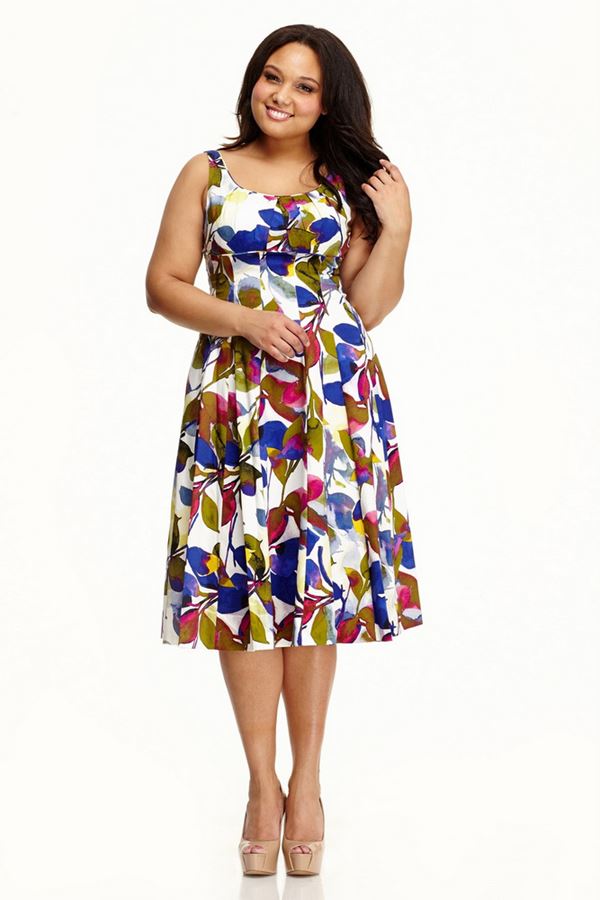 цветочное платье ретро для полных женщин 2015 