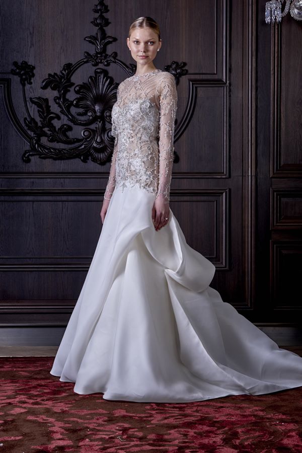 Свадебные платья с вышивкой и аппликациями 2015-2016 Monique Lhuillier 