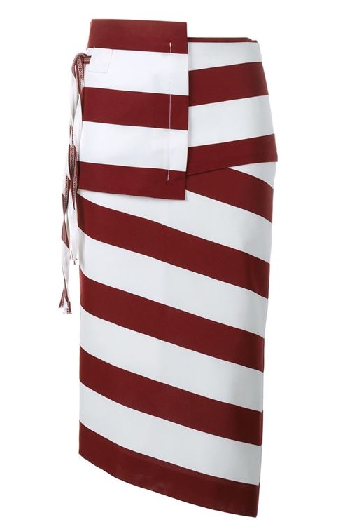 асимметричная полосатая юбка-карандаш 2016