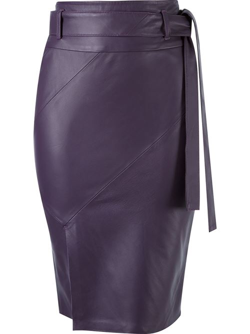 фиолетовая юбка из кожи 2016