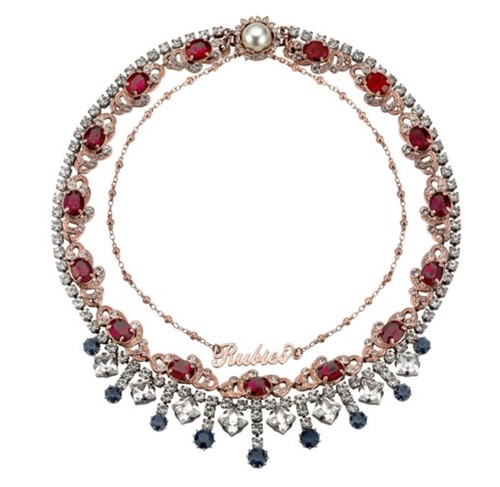 ожерелье с рубинами, бриллиантами и сапфираим