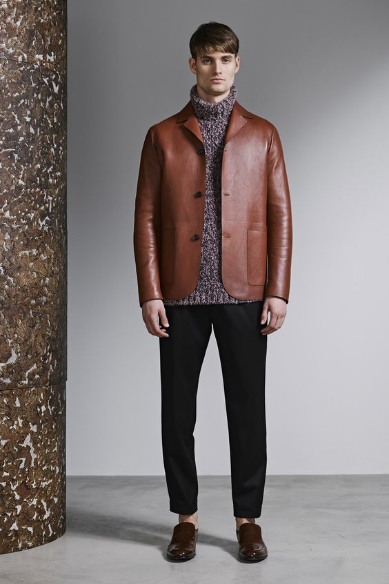 Jeffrey Rüdes коричневый кожаный пиджак