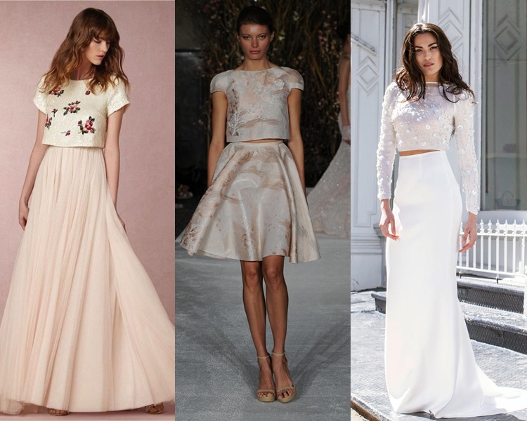 Модные свадебные платья тенденции 2017: кроп-топы с юбками