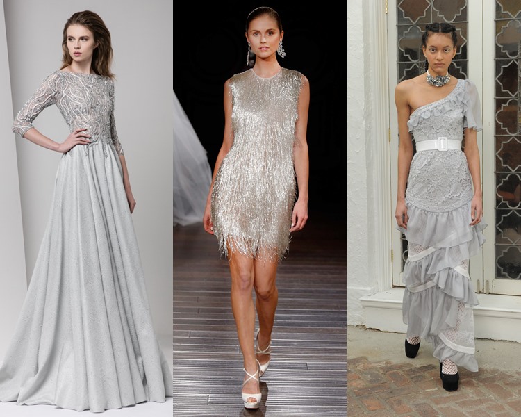 Модные свадебные платья тенденции 2017: серебристый металлик