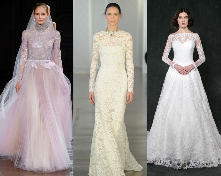 Модные свадебные платья тенденции 2017: закрытое декольте