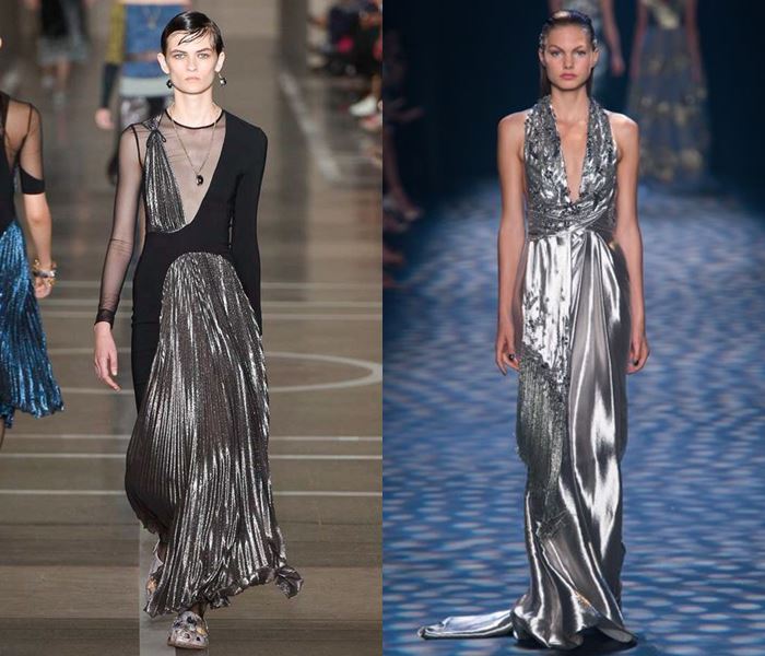 Тенденции моды весна-лето 2017: длинные серебряные платья