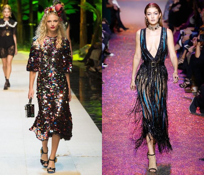 Тенденции моды весна-лето 2017: черные блестящие платья с пайетками