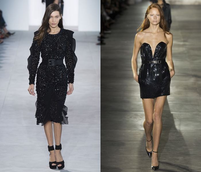 Тенденции моды весна-лето 2017: черные коктейльные платья с пайетками