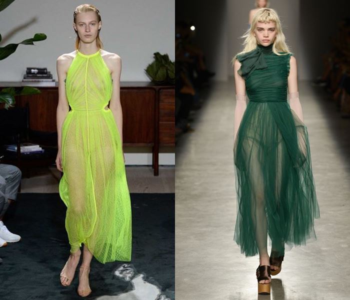Тенденции моды весна-лето 2017: зелёные прозрачные платья