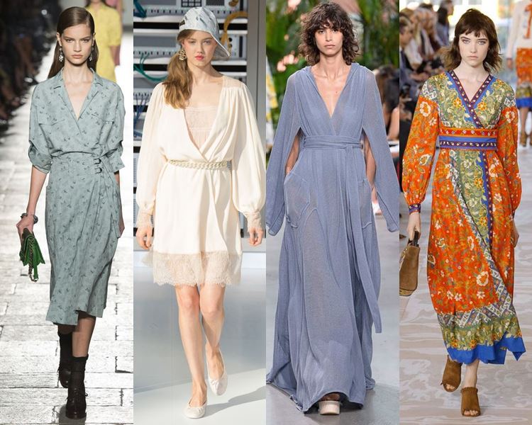 Фасоны и стили платьев 2017: халаты с запахом