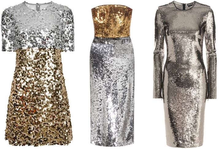 Модные коктейльные платья 2017: золотые и серебряные с пайетками
