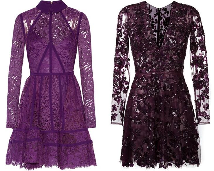 Модные коктейльные платья 2017: фиолетовые кружевные